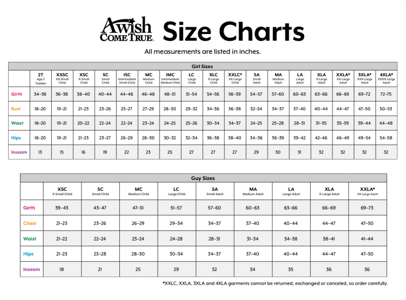 awishcometrue size